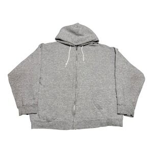 Vintage 90s Tultex Cotton Blend Gray Full Zip Hoodie Sweatshirt Women's XL FLAWS